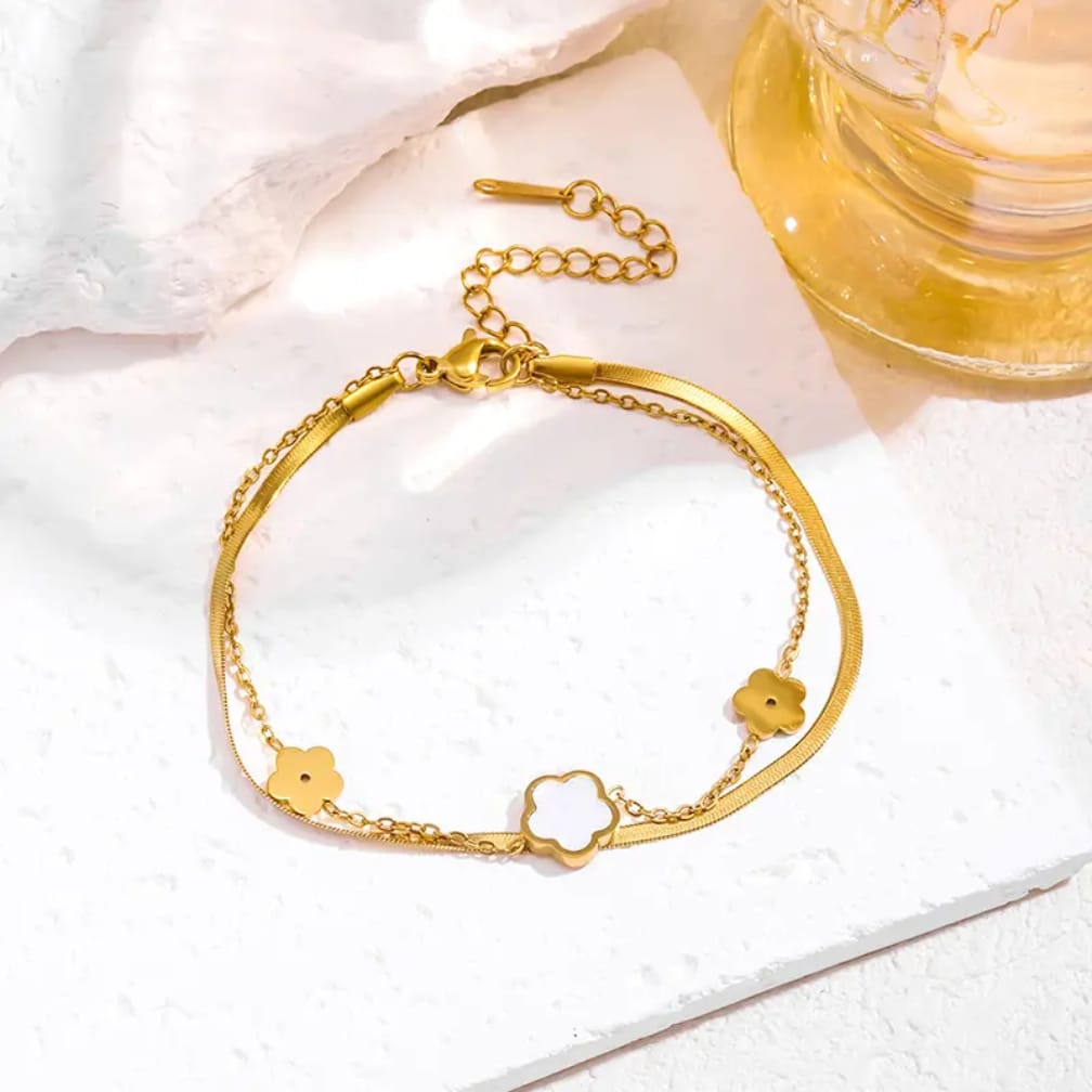 Floral double bracelet