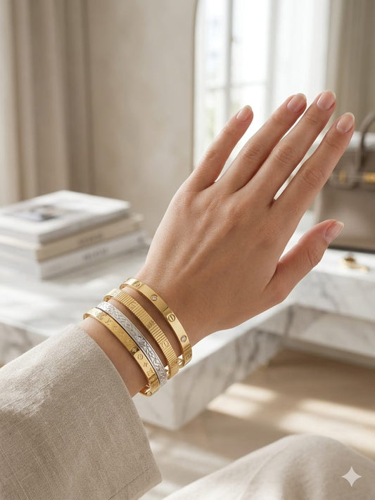 Stack of trendy handcuffs