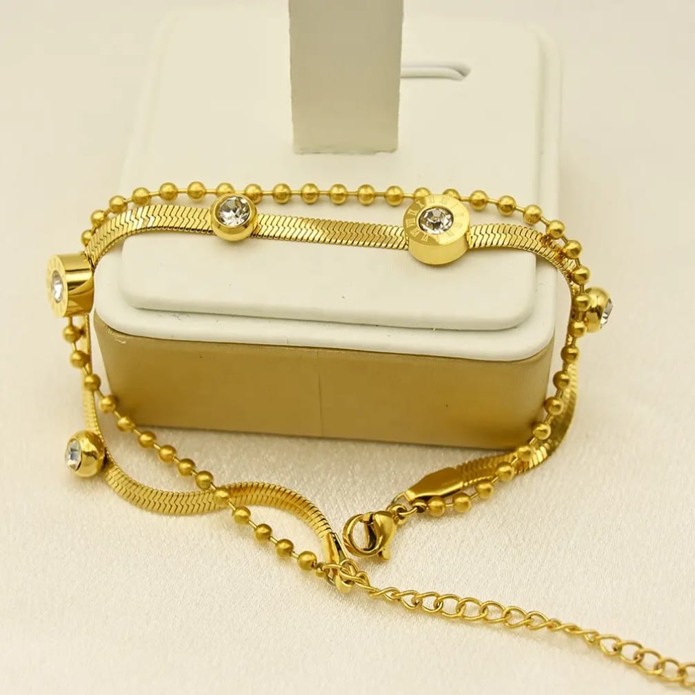 Double chain stone bracelet
