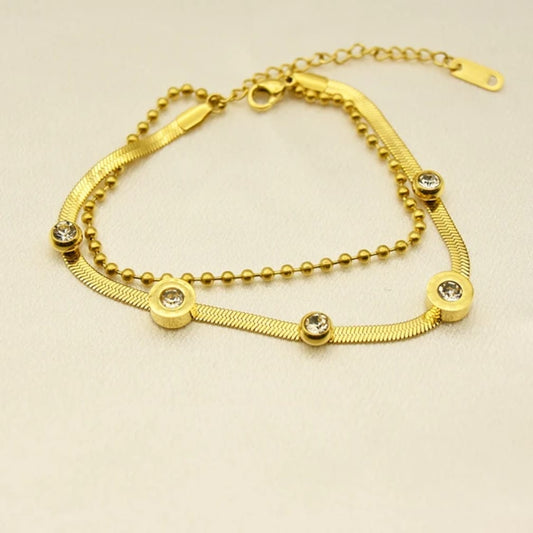 Double chain stone bracelet
