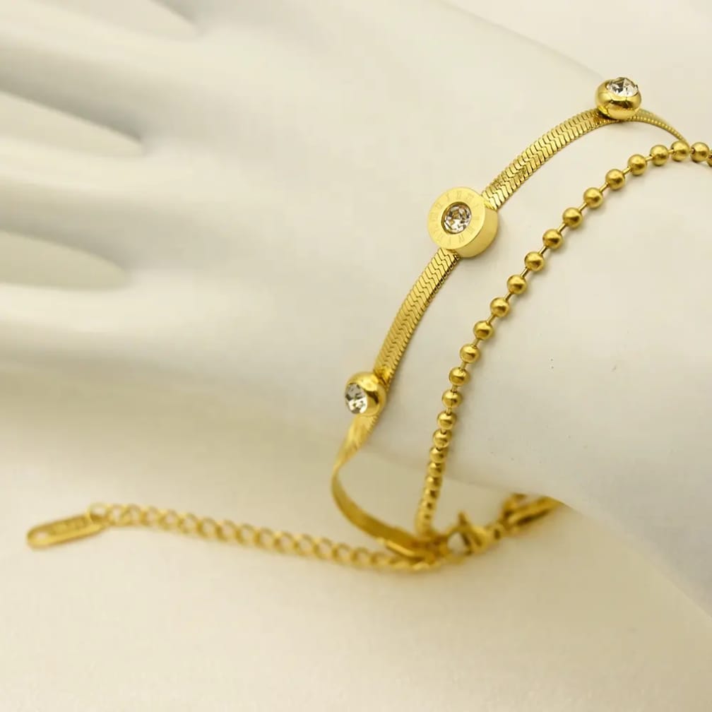Double chain stone bracelet